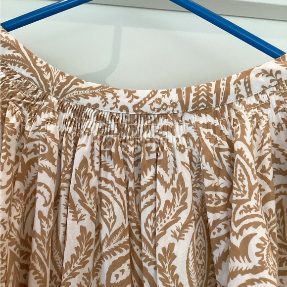 LOFT top ladies large brown print with button down and open neck top - Picture 2 of 5